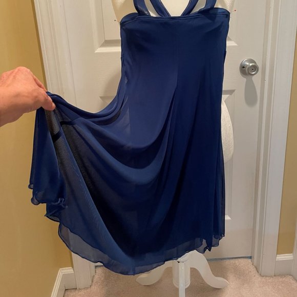 B. Darlin Sapphire Blue Party Dress Chiffon & Synthetic Size M Fits Like Size 6 - Picture 6 of 7